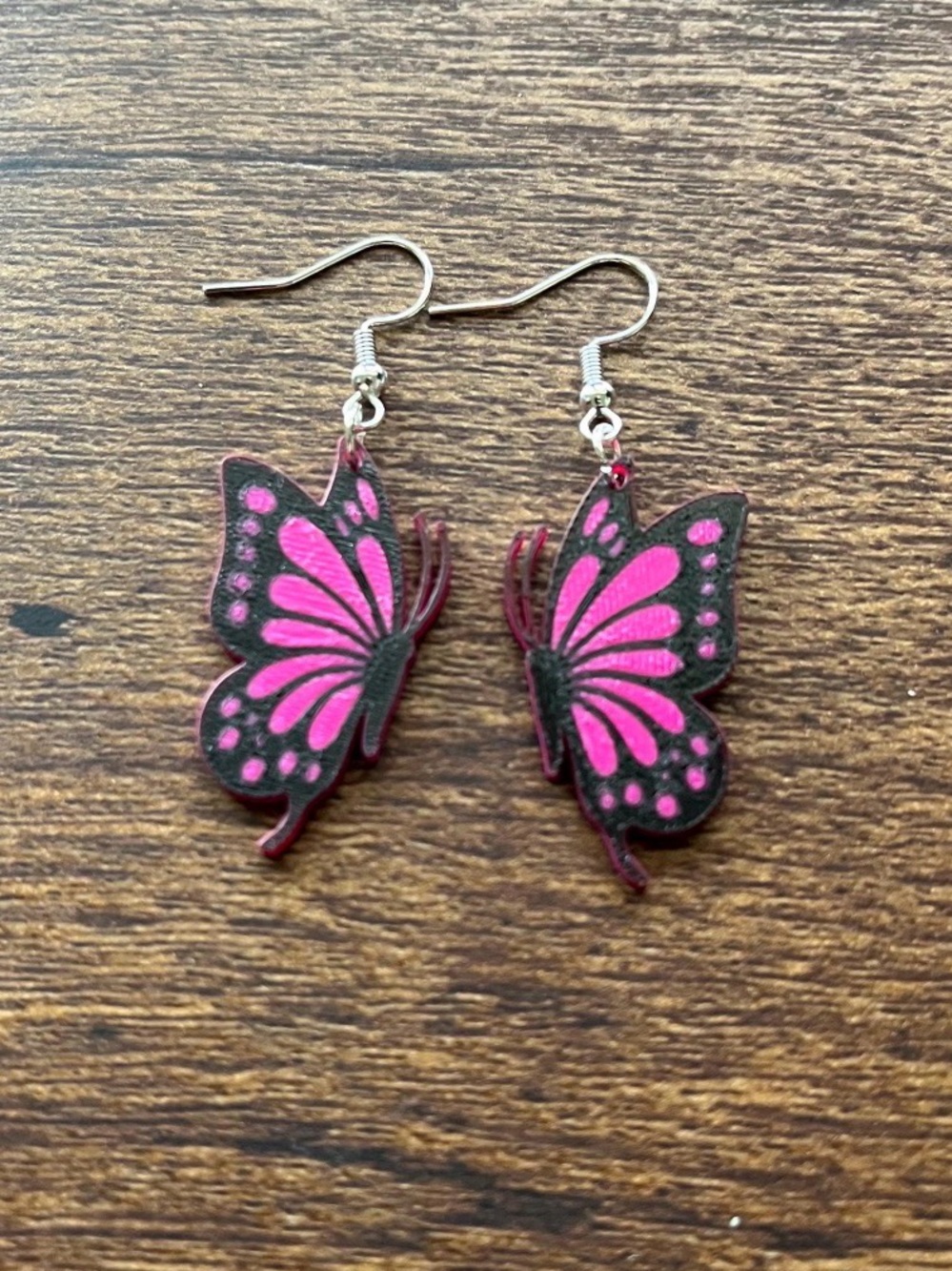 Pink Butterfly Dangle Earrings